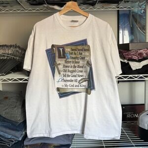 Vintage 90a Jesus White Religious Scripture Graphic T Shirt Mens XL